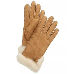 UGG Women's Chestnut Sheepskin Shearling Slim Side-Vent Gloves Size S MSRP $155